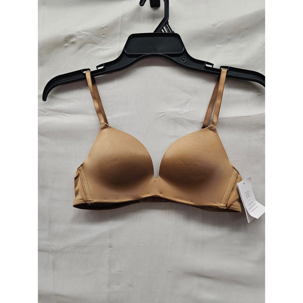 Auden Womens Push Up Wirefree Bra Brown Nylon Blend Casual Size 32A